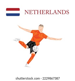 polygonal style netherlands soccer player