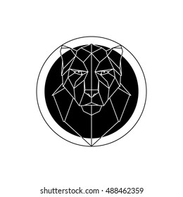 Polygonal style Panther head. Vector illustration black panther on white background.