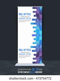Polygonal Style Shine Roll-Up Banner, Advertising Vector Background Design