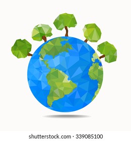 Polygonal style vector illustration of earth planet