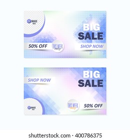 Polygonal Style Website Banner, Add Images. Horizontal Header, Big Sale, Discount Background Design