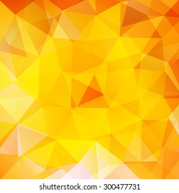 polygonal  summer abstract background consisting of yellow, orange triangles, vector illustration