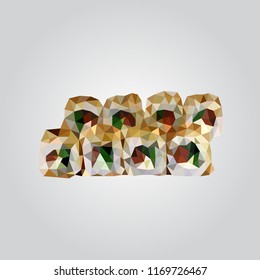 Polygonal sushi roll icon. Geometric japanese food
