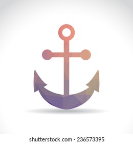 Polygonal symbol of anchor, illustration