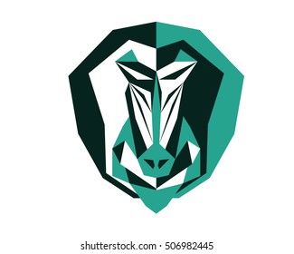 Polygonal Symmetrical Abstract Animal Logo - Baboon