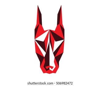 Polygonal Symmetrical Abstract Animal Logo - Doberman