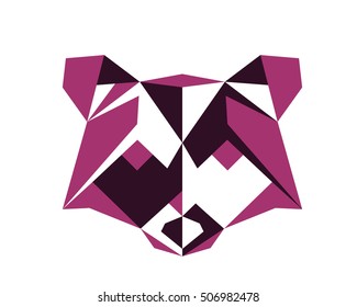 Polygonal Symmetrical Abstract Animal Logo - Raccoon