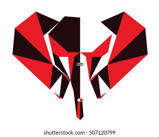 Polygonal Symmetrical Abstract Animal Logo - Elephant