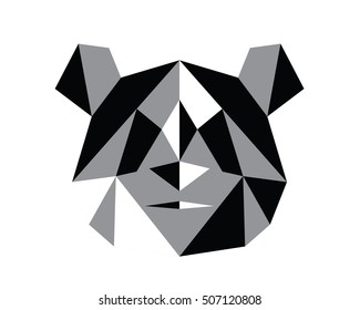 Polygonal Symmetrical Abstract Animal Logo - Panda