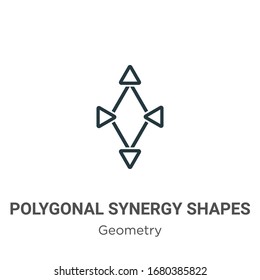 Polygonal synergy shapes outline vector icon. Thin line black polygonal synergy shapes icon, flat vector simple element illustration from editable geometry concept isolated stroke on white background