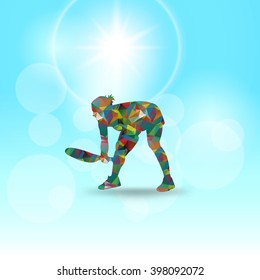 Polygonal Tennis Sport with Shiny Background, Vector geometric illustration