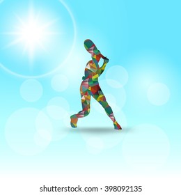 Polygonal Tennis Sport with Shiny Background, Vector geometric illustration