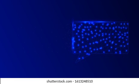 Polygonal text bubble in blue background with lights. Use for modern design, cover, template, decorated, brochure, flyer.