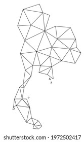Polygonal Thailand vector world map on white background. Vector illustration.