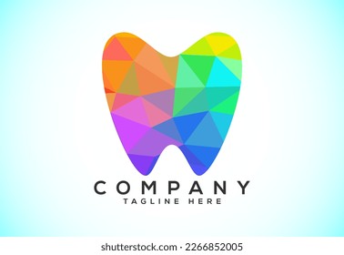 Polygonal tooth dental logo. Low poly style dental clinic logo vector illustration.
