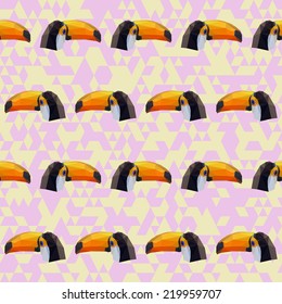 polygonal toucan seamless pattern background