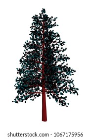 Polygonal tree with green leaves. 3D. Vector illustration.