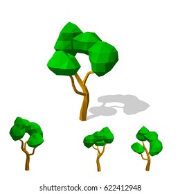 Polygonal tree. Isolated on white background.3d Vector illustration.