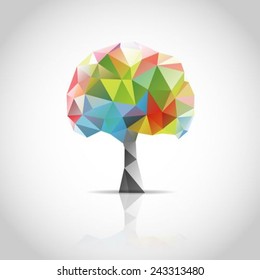 Polygonal tree, low poly style. Background design for poster, brochure,Logo design. 