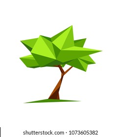 Polygonal tree. Summer, spring. Can be used as logo, logotype, emblem, corporate sign for ecological, environmental company / business. T-shirt print, poster, brochure. Trendy, modern design