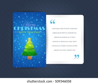 Polygonal Tree Vector Elements and Text Section with Happy New Year Greeting Card Design, Merry Christmas Concept Celebration Messages and Postcard, Flyer, Poster Template or Web Banner Illustration