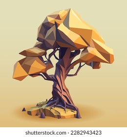 Polygonale Bäume, moderne Vektorgrafik, einzeln. Konzeptioneller polygonaler Baum. Abstrakte Vektorgrafik, Low-Poly-Stil. Stilvolles Design. Hintergrunddesign für Banner.