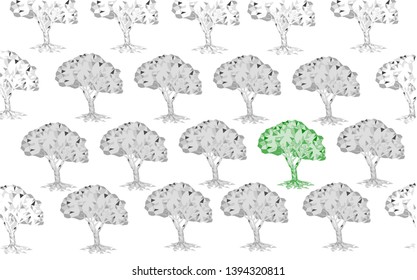 Polygonal trees pattern on white background