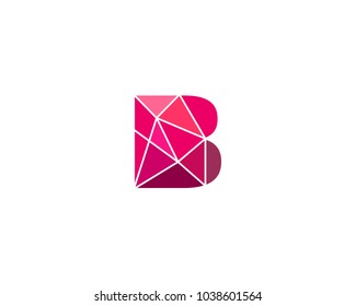 Polygonal trend letter b logotype. Color vector logo. Universal segment font element symbol.