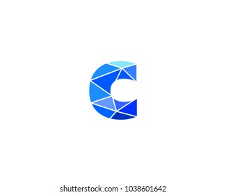 Polygonal trend letter C logotype. Color vector logo. Universal segment font element symbol.