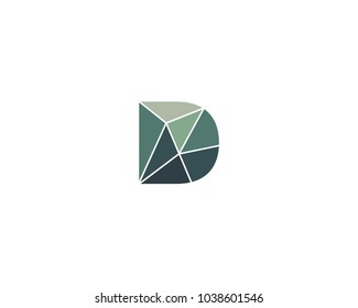 Polygonal Trend Letter D Logotype. Color Vector Logo. Universal Segment Font Element Symbol.