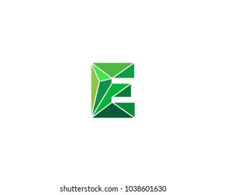 Polygonal trend letter E logotype. Color vector logo. Universal segment font element symbol.