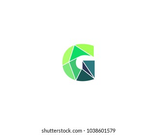 Polygonal trend letter G logotype. Color vector logo. Universal segment font element symbol.