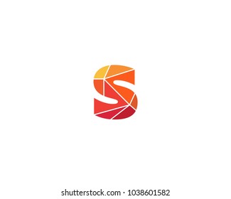 Polygonal trend letter S logotype. Color vector logo. Universal segment font element symbol.