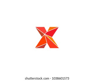 Polygonal trend letter X logotype. Color vector logo. Universal segment font element symbol.