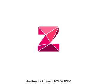 Polygonal trend letter Z logotype. Color vector logo. Universal segment font element symbol.