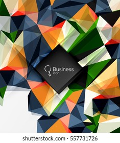 Fondo abstracto de triángulo poligonal con infografía. Fondo de plantilla de mosaico vectorial 3d para diseño de flujo de trabajo, diagrama, opciones de número o diseño web