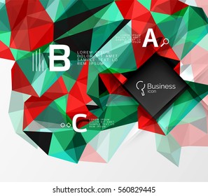 Fondo abstracto de triángulo poligonal con infografía. Fondo de plantilla de mosaico vectorial 3d para diseño de flujo de trabajo, diagrama, opciones de número o diseño web