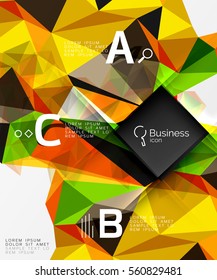 Fondo abstracto de triángulo poligonal con infografía. Fondo de plantilla de mosaico vectorial 3d para diseño de flujo de trabajo, diagrama, opciones de número o diseño web