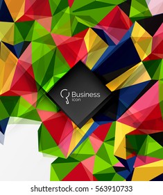 Polygonal triangle abstract background with infographics. Vector 3d mosaic template background for workflow layout, diagram, number options or web design