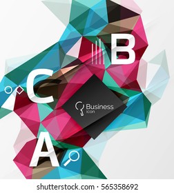 Fondo abstracto de triángulo poligonal con infografía. Fondo de plantilla de mosaico vectorial 3d para diseño de flujo de trabajo, diagrama, opciones de número o diseño web