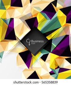 Polygonal triangle abstract background with infographics. Vector 3d mosaic template background for workflow layout, diagram, number options or web design