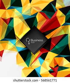 Polygonal triangle abstract background with infographics. Vector 3d mosaic template background for workflow layout, diagram, number options or web design