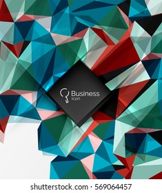 Polygonal triangle abstract background with infographics. Vector 3d mosaic template background for workflow layout, diagram, number options or web design