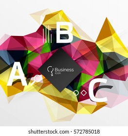 Fondo abstracto de triángulo poligonal con infografía. Fondo de plantilla de mosaico vectorial 3d para diseño de flujo de trabajo, diagrama, opciones de número o diseño web