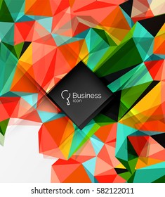 Polygonal triangle abstract background with infographics. Vector 3d mosaic template background for workflow layout, diagram, number options or web design