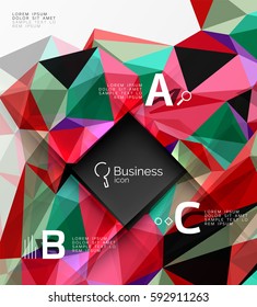 Fondo abstracto de triángulo poligonal con infografía. Fondo de plantilla de mosaico vectorial 3d para diseño de flujo de trabajo, diagrama, opciones de número o diseño web