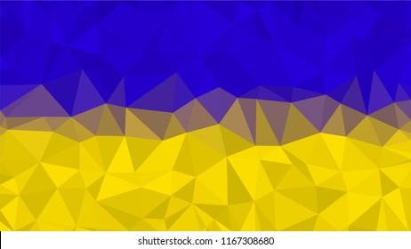 Polygonal Triangle Flag of Ukraine. Ukranian national flags in low poly design for your business