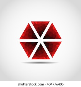 Polygonal triangle logo element for web