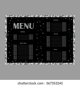 Polygonal triangle low poly menu with black and white colors