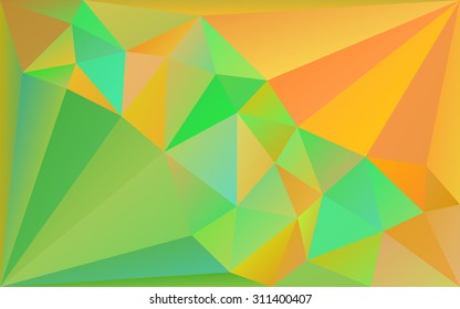 Polygonal triangle rainbow background, orange, green and turquoise color texture, in vector
